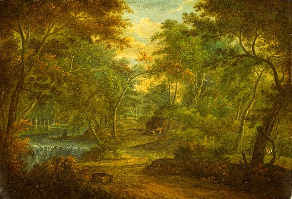 A Wooded Landscape with a Stream and a Fisherman, Thomas Smith of Derby, ca. 1720-1767, British