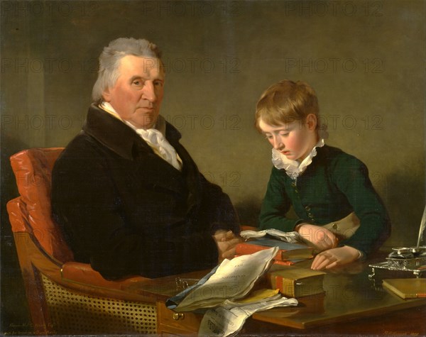 Francis Noel Clarke Mundy and His Grandson, William Mundy Inscribed, lower left: "Francis Noel C Mundy esq | with his grandson William Mundy" Signed and dated, lower right: "R. R. Reinagle | 1809", Ramsay Richard Reinagle, 1775-1862, British