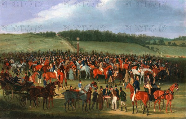Epsom Races: The Betting Post Signed and dated, black paint, lower left: "J Pollard | 1834", James Pollard, 1792-1867, British