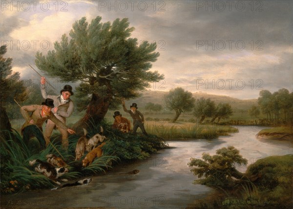 Spearing the Otter Signed and dated in grey paint, lower left: "Phil Reinagle 1805", Philip Reinagle, 1749-1833, British