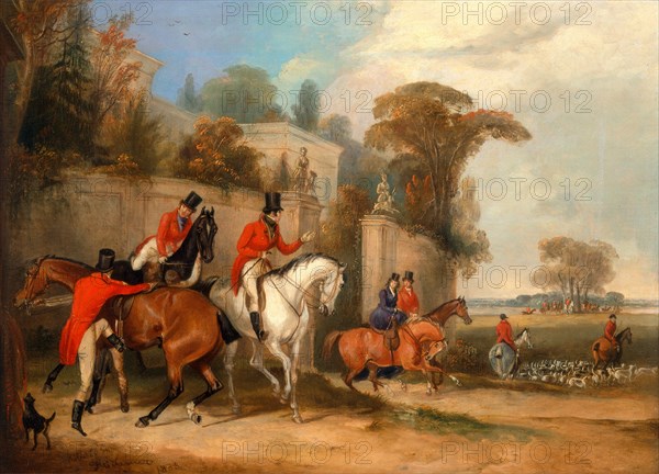 Bachelor's Hall: The Meet Signed and dated in brown paint, lower left: "Painted by | FC Turner | 1835", Francis Calcraft Turner, active 1782-1846, British