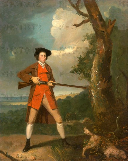 Portrait of a sportsman, possibly Robert Rayner ?Robert Rayner Shooting Gentleman out Shooting with his Dog Possibly signed, lower right, but obscured by retouching., Henry Walton, 1746-1813, British