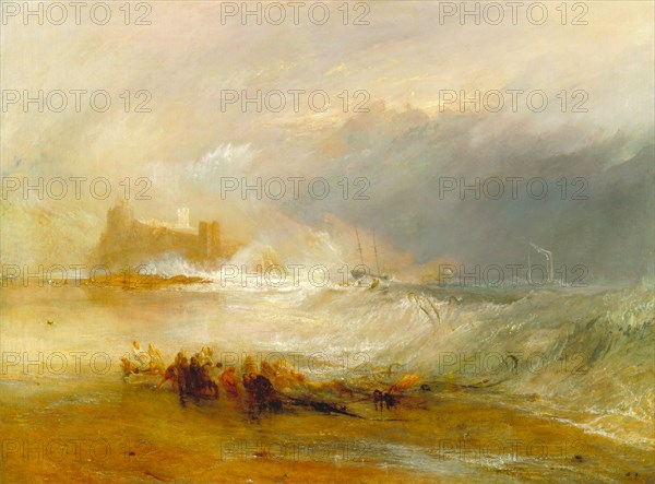 Wreckers -- Coast of Northumberland, with a Steam-Boat Assisting a Ship off Shore, Joseph Mallord William Turner, 1775-1851, British