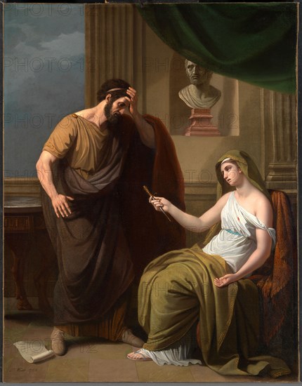 Paetus and Arria Non Dolet, Paetus and Arria Non Dolet: Die Geschichte von Paetus und Arria Signed and dated in black paint, lower left and right; on left: "B. West 1766"; on right: "B. West pinxit 1767", Benjamin West, 1738-1820, American