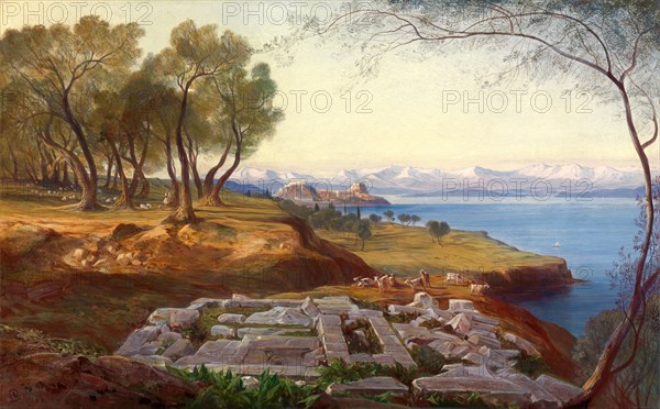 Corfu from Ascension signed, Edward Lear, 1812-1888, British