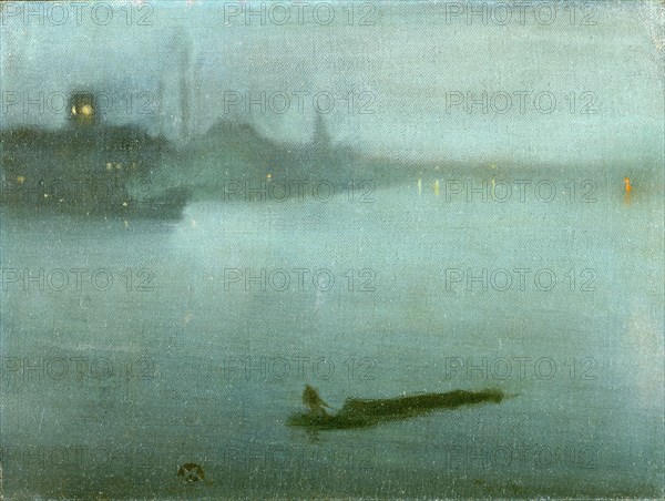 Nocturne in Blue and Silver Signed in monogram with butterfly, lower left, James McNeill Whistler, 1834-1903, American
