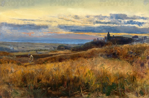 Cornfield at sunset signed and dated 1860, John William Inchbold, 1830-1888, British