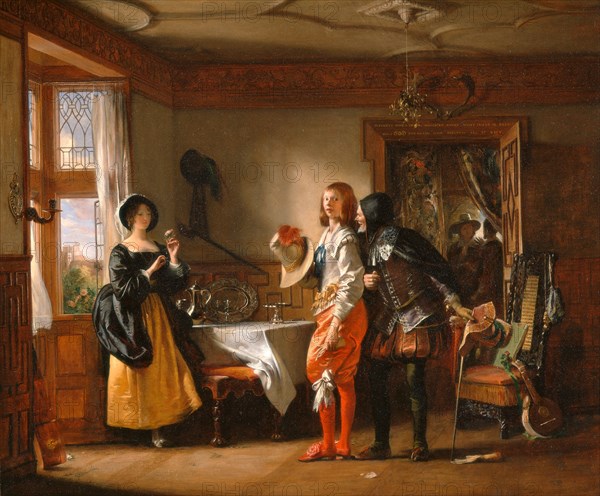 Slender, with the Assistance of Shallow, Courting Anne Page, from "The Merry Wives of Windsor," Act III, Scene iv Slender, with the assistance of Shallow, courting Anne Page, from 'The Merry Wives Of Windsor', Charles Robert Leslie, 1794-1859, British