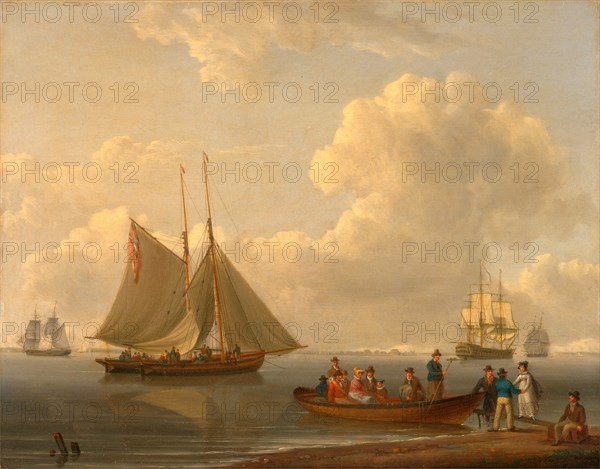 A Wherry Taking Passengers out to Two Anchored Packets Signed and dated in green paint, lower right: "W Anderson 1825", William Anderson, 1757-1837, British