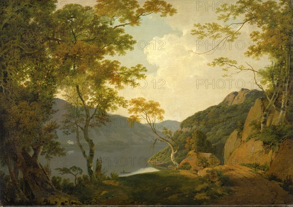 Lake Scene Signed and dated lower right: "I.W. Pinxt | 1790", Joseph Wright of Derby, 1734-1797, British