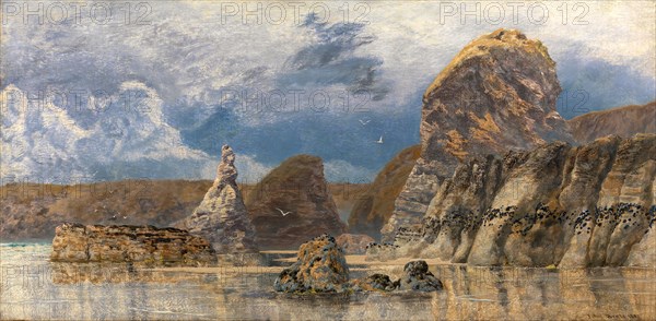 Seascape Coastal landscape with cliffs and jagged rocks [signed and dated lower right] Signed and dated, lower right: "John Brett 1887", John Brett, 1831-1902, British