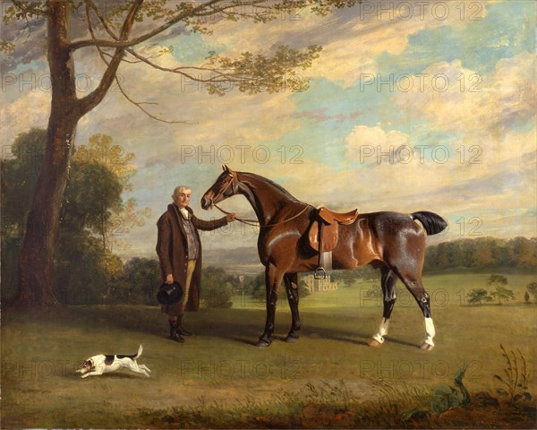The Earl of Shrewsbury's Groom Holding a Hunter A Groom with a Bay Hunter in a Park, Henry Bernard Chalon, 1771-1849, British