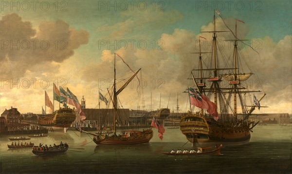 Launching at Deptford, John Cleveley the elder, ca. 1712-1777, British