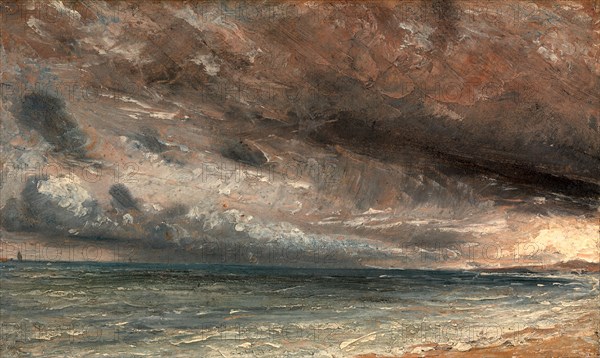 Stormy Sea, Brighton The Coast at Brighton - Stormy Evening Coast at Brighton; Stormy Day Brighton, July 20th 1828, John Constable, 1776-1837, British