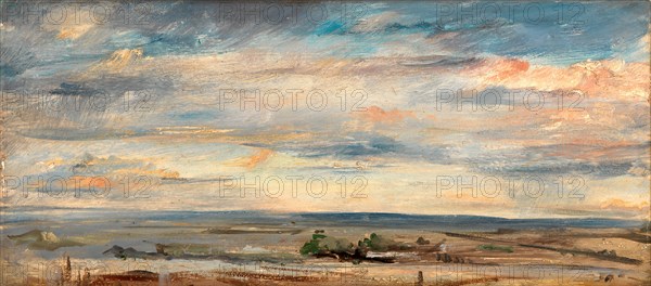 Cloud Study, Early Morning, Looking East from Hampstead Cloud Study over Marshlands, John Constable, 1776-1837, British