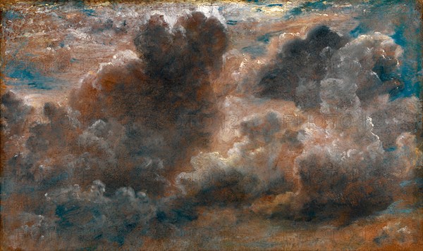 Cloud Study Study of Cumulus Clouds label affixed to stretcher: "Augt 1 1822 II O clock A.M. very hot with large climbing clouds under the sun. Wind westerly.", John Constable, 1776-1837, British