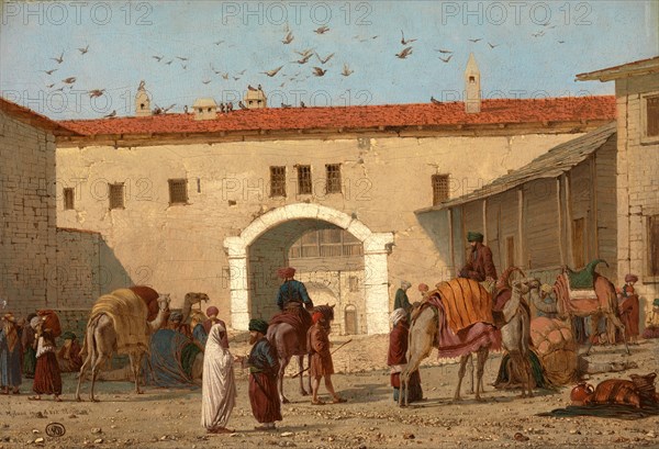 Caravanserai at Mylasa in Asia Minor Caravanserai at Mylasa, Turkey signed and dated 1845, Richard Dadd, 1817-1886, British