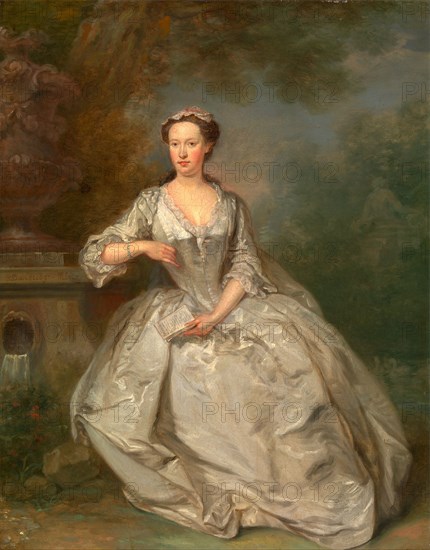 A Lady with a Book Portrait of a Lady Signed, center left: "B. Dandridge. [Minse]", Bartholomew Dandridge, baptized 1691-died in or after 1754, British