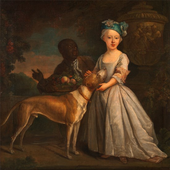 A Young Girl with a Dog and a Page Signed in lower right: "B. Dandridge Pix [?it]", Bartholomew Dandridge, baptized 1691-died in or after 1754, British