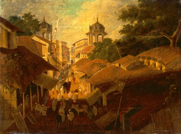 Street in Patna View of a Street in the City of Patna, signed and dated 1825, Sir Charles D'Oyly, 1781-1845, British