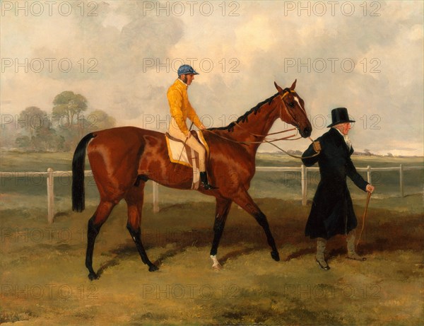 Sir Tatton Sykes Leading in the Horse 'Sir Tatton Sykes' with William Scott Up Sir Tatton Sykes Leading in his Namesake Sir Tatton Sykes, with William Scott Up, Harry Hall, 1838-1886, British