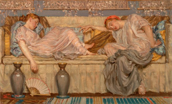 Beads (study) Two Women on a Sofa, 1875, Albert Joseph Moore, 1841-1893, British