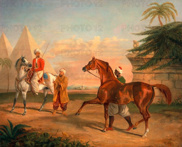 Mameluke purchasing an Arabian stallion A Mameluke Purchasing an Arab Stallion From a Horse Dealer Signed in brown paint, lower right: "J.H. Lam [...] [underlined]", George Henry Laporte, 1799-1873, British