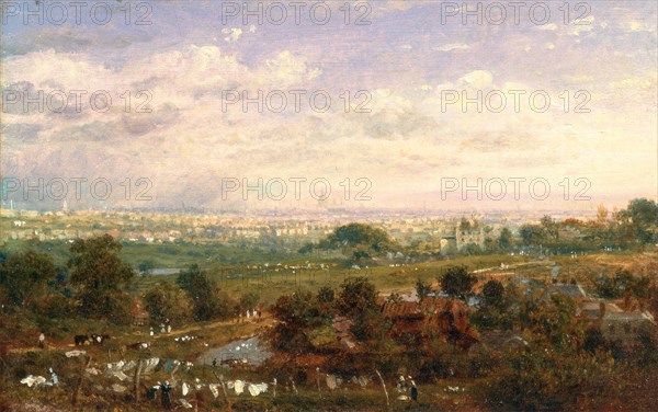 London from Islington Hill, Frederick Nash, 1782-1856, British