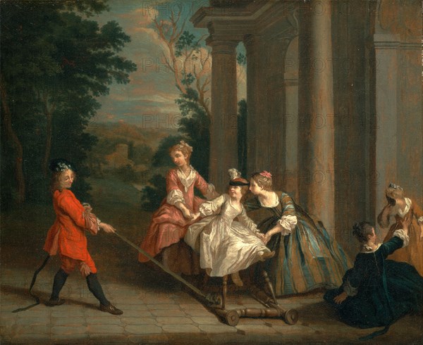 Children Playing with a Hobby Horse, Joseph Francis Nollekens, 1702-1748, Flemish