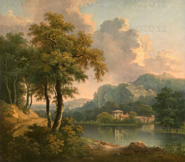 Wooded Hilly Landscape Signed and dated in yellow ocher, lower left: "Apether - Londini | 1785", Abraham Pether, 1756-1812, British