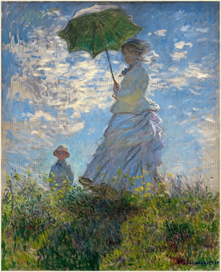 Claude Monet, French (1840-1926), Woman with a Parasol-Madame Monet and Her Son, 1875, oil on canvas