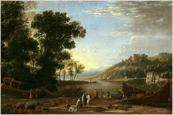 Claude Lorrain, French (1604-1605-1682), Landscape with Merchants, c. 1629, oil on canvas