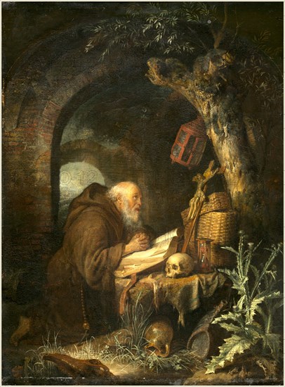 Gerrit Dou, Dutch (1613-1675), The Hermit, 1670, oil on panel