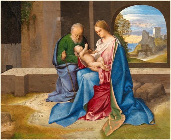 Giorgione, Italian (1477-1478-1510), The Holy Family, probably c. 1500, oil on panel transferred to hardboard