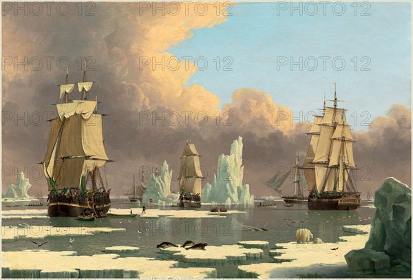 John Ward of Hull, British (1798-1849), The Northern Whale Fishery: The "Swan" and "Isabella", c. 1840, oil on canvas