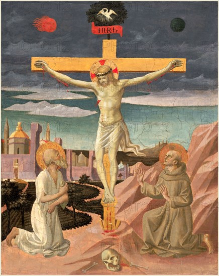Pesellino, Italian (c. 1422-1457), The Crucifixion with Saint Jerome and Saint Francis, c. 1445-1450, tempera on panel
