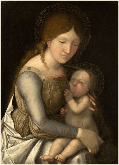 Circle of Andrea Mantegna (Possibly Correggio), Madonna and Child, c. 1505-1510, oil on canvas