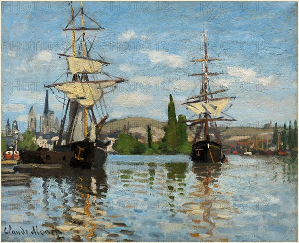 Claude Monet, French (1840-1926), Ships Riding on the Seine at Rouen, 1872-1873, oil on canvas