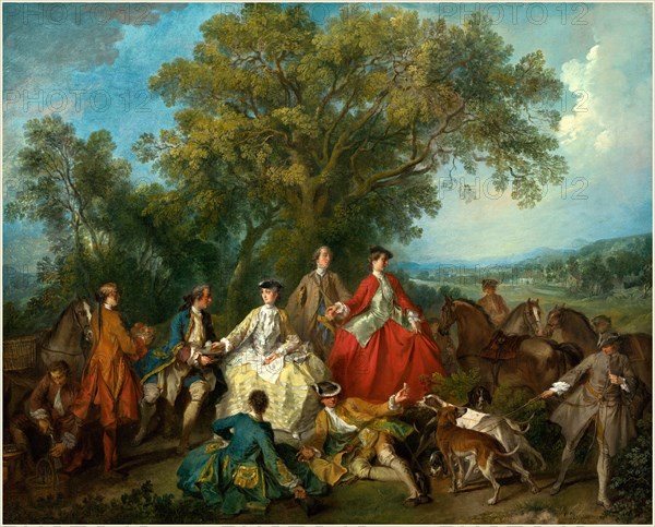 Nicolas Lancret, French (1690-1743), Picnic after the Hunt, probably c. 1735-1740, oil on canvas