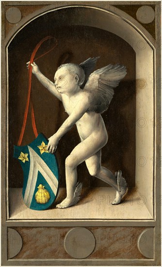 Bernard van Orley (Netherlandish, c. 1488-1541), Putto with Arms of Jacques CoÃ«ne , c. 1513, oil on panel