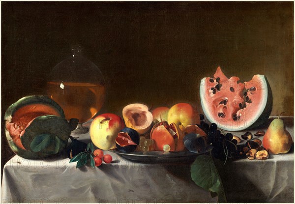Pensionante del Saraceni (French (?), active c. 1610-1620), Still Life with Fruit and Carafe, c. 1610-1620, oil on canvas