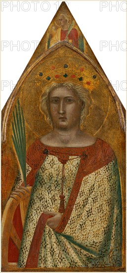 Pietro Lorenzetti, Italian (active c. 1306-probably 1348), Madonna and Child with Saint Mary Magdalene and Saint Catherine [right panel], c. 1330-1340, tempera on panel transferred to canvas