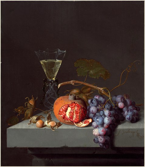 Jacob van Walscapelle, Dutch (1644-1727), Still Life with Fruit, 1675, oil on panel