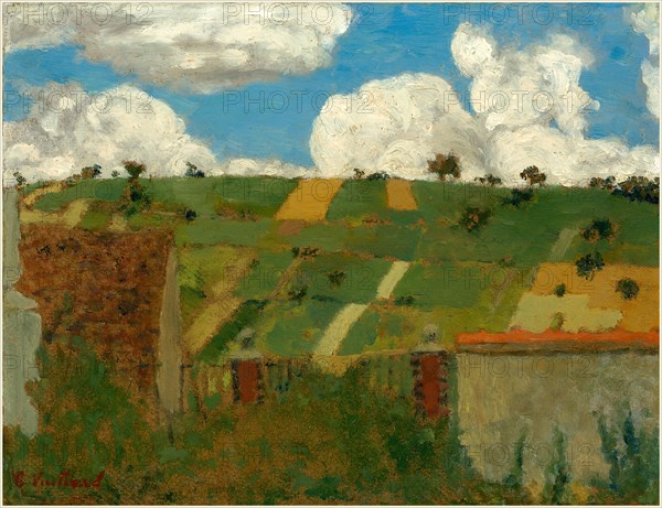 Edouard Vuillard, Landscape of the Ile-de-France, French, 1868-1940, c. 1894, oil on cardboard