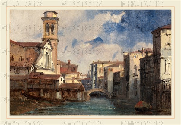 Jules-Romain Joyant, French (1803-1854), The Church of Santo Trovaso, Venice, c. 1830, oil on paper on canvas