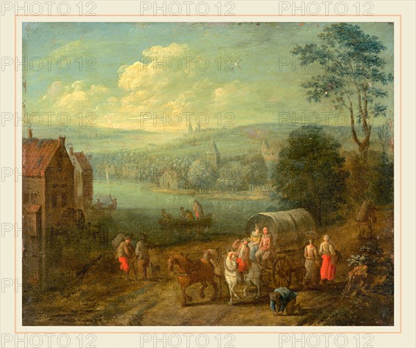 Follower of Peeter Gysels, River Landscape with Villages and Travelers [verso], c. 1675-1685, oil on copper