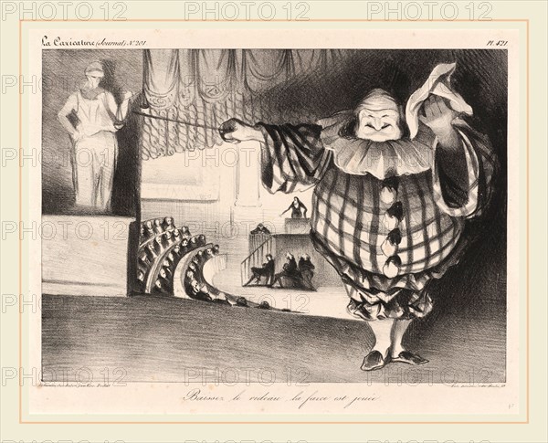Honoré Daumier, Baissez le rideau, la farce est jouée, French, 1808-1879, 1834, lithograph