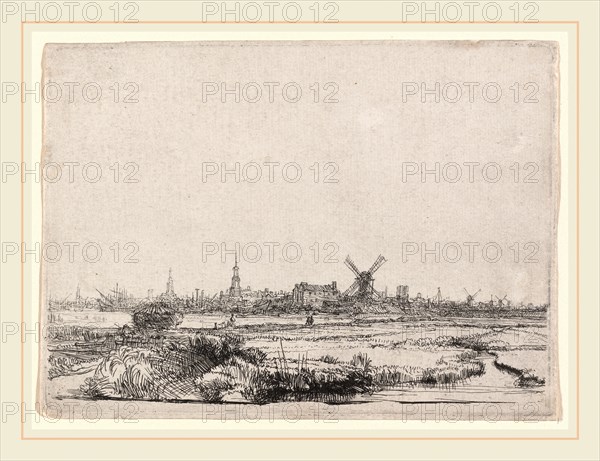 Rembrandt van Rijn, Dutch (1606-1669), View of Amsterdam from the Northwest, c. 1640, etching