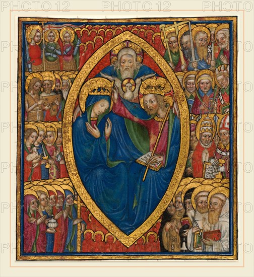 Olivetan Master, Coronation of the Virgin with the Trinity  and Saints, Italian, active c. 1425-c. 1450, c. 1440, miniature on vellum