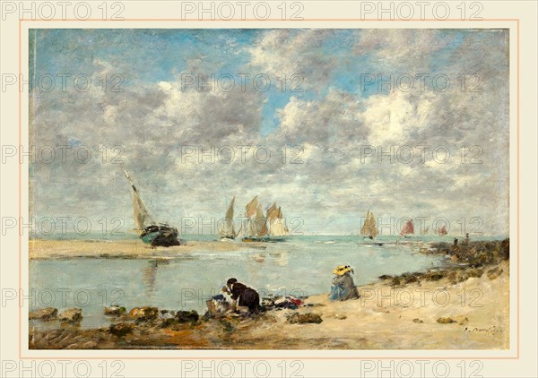 EugÃ¨ne Boudin, French (1824-1898), Washerwoman near Trouville, c. 1872-1876, oil on wood